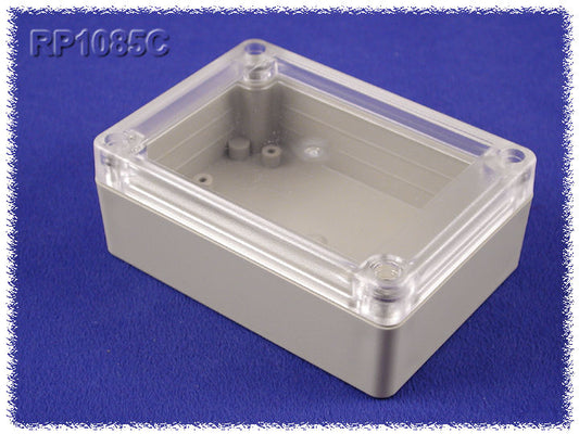 Hammond RP1085C Watertight ABS Enclosure with Clear Lid, IP65, 105 x 75 x 40 mm, Gasketed, Light Gray.