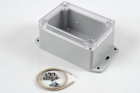 Hammond RP1090BFC Watertight Polycarbonate Enclosure with Clear Lid and Bottom Flange, IP65, 105 x 75 x 55 mm, Off-White.