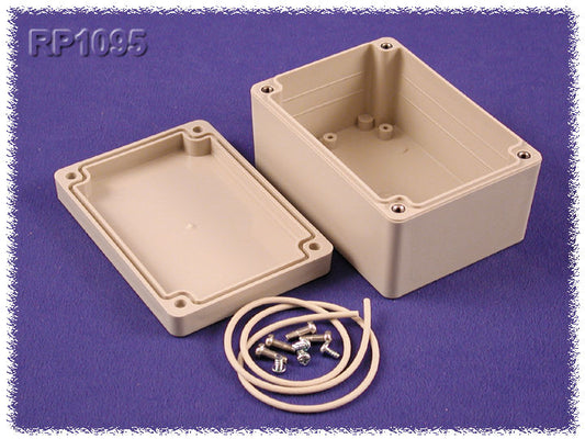 Hammond RP1095 Watertight ABS Enclosure with Opaque Lid, IP65, 105 x 75 x 55 mm, Gasketed, Light Gray.