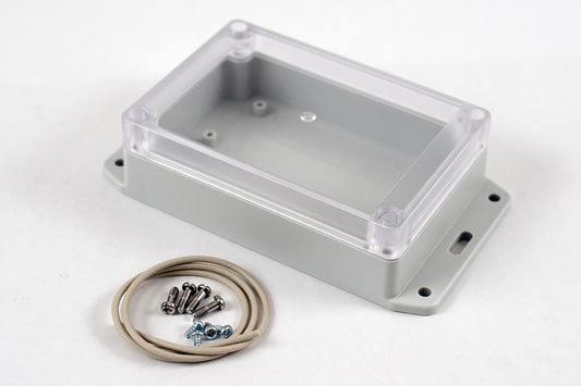 Hammond RP1120BFC Watertight Polycarbonate Enclosure with Clear Lid and Bottom Flange, IP65, 125 x 85 x 40 mm, Off-White.