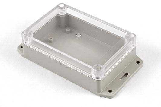 Hammond RP1125BFC Watertight ABS Enclosure with Clear Lid and Bottom Flange, IP65, 125 x 85 x 40 mm, Light Gray.