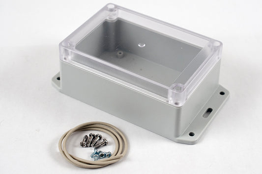 Hammond RP1130BFC Watertight Polycarbonate Enclosure with Clear Lid and Bottom Flange, IP65, 125 x 85 x 55 mm, Off-White.