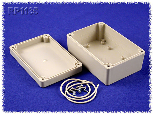 Hammond RP1135 Watertight ABS Enclosure with Opaque Lid, IP65, 126 x 86 x 53 mm, Gasketed, Light Gray.