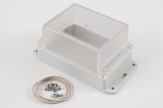 Hammond RP1140BFC Watertight Polycarbonate Enclosure with Clear Lid and Bottom Flange, IP65, 125 x 85 x 70 mm, Off-White.
