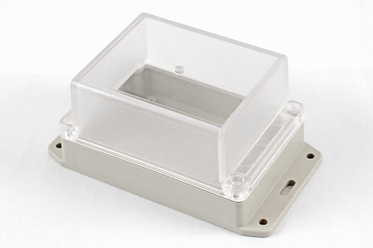 Hammond RP1145BFC Watertight ABS Enclosure with Clear Lid and Bottom Flange, IP65, 125 x 85 x 70 mm, Light Gray.
