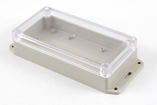 Hammond RP1165BFC Watertight ABS Enclosure with Clear Lid and Bottom Flange, IP65, 165 x 85 x 40 mm, Light Gray.