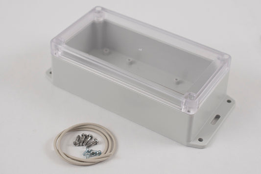 Hammond RP1170BFC Watertight Polycarbonate Enclosure with Clear Lid and Bottom Flange, IP65, 165 x 85 x 55 mm, Off-White.
