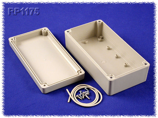 Hammond RP1175 Watertight ABS Enclosure with Opaque Lid, IP65, 166 x 87 x 55 mm, Gasketed, Light Gray.
