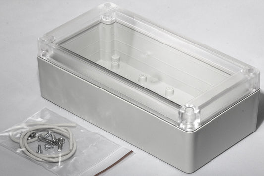 Hammond RP1175C Watertight ABS Enclosure with Clear Lid, IP65, 166 x 87 x 55 mm, Gasketed, Light Gray.