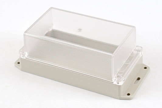 Hammond RP1195BFC Watertight ABS Enclosure with Clear Lid and Bottom Flange, IP65, 165 x 85 x 70 mm, Light Gray.
