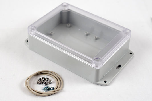 Hammond RP1200BFC Watertight Polycarbonate Enclosure with Clear Lid and Bottom Flange, IP65, 145 x 105 x 40 mm, Off-White.