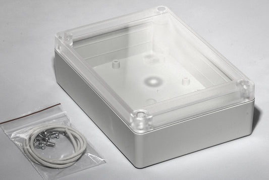 Hammond RP1205C Watertight ABS Enclosure with Clear Lid, IP65, 145 x 105 x 45 mm, Gasketed, Light Gray.