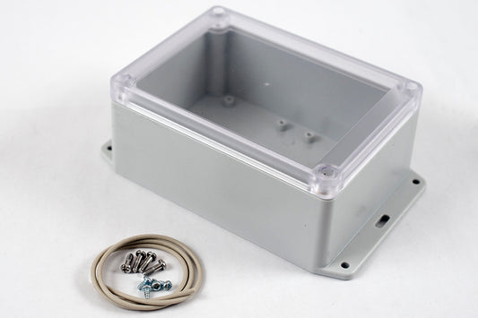 Hammond RP1210BFC Watertight Polycarbonate Enclosure with Clear Lid and Bottom Flange, IP65, 145 x 105 x 60 mm, Off-White.