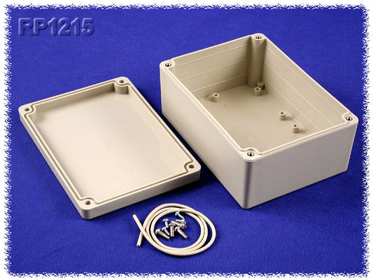 Hammond RP1215 Watertight ABS Enclosure with Opaque Lid, IP65, 145 x 105 x 65 mm, Gasketed, Light Gray.