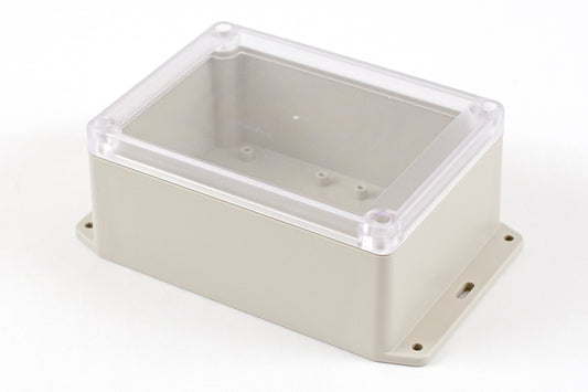 Hammond RP1215BFC Watertight ABS Enclosure with Clear Lid and Bottom Flange, IP65, 145 x 105 x 60 mm, Light Gray.