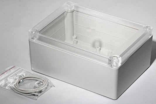 Hammond RP1215C Watertight ABS Enclosure with Clear Lid, IP65, 145 x 105 x 65 mm, Gasketed, Light Gray.