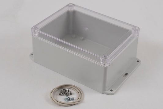 Hammond RP1240BFC Watertight Polycarbonate Enclosure with Clear Lid and Bottom Flange, IP65, 165 x 125 x 75 mm, Off-White.