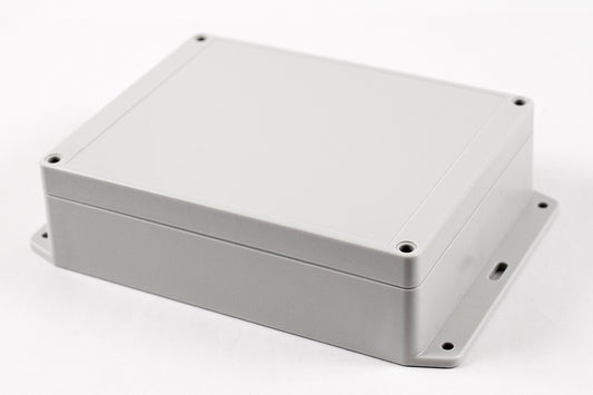 Hammond RP1270BF IP65 Water-Tight Off-White Polycarbonate Enclosure with Bottom Flange, Opaque Lid, 186 x 146 x 55mm.