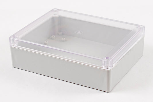 Hammond RP1270C IP65 Water-Tight Off-White Polycarbonate Enclosure, Clear Polycarbonate Lid, 187 x 147 x 55mm.