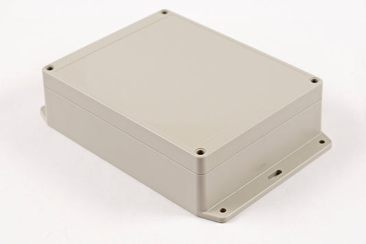 Hammond RP1275BF IP65 Water-Tight Light Gray ABS Enclosure with Bottom Flange, Opaque Lid, 186 x 146 x 55mm.
