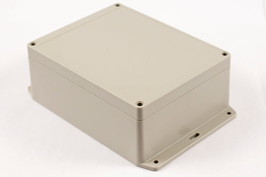Hammond RP1285BF IP65 Water-Tight Light Gray ABS Enclosure with Bottom Flange, Opaque Lid, 186 x 146 x 75mm.
