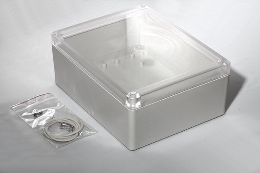 Hammond RP1285C IP65 Water-Tight Light Gray ABS Enclosure, Clear Polycarbonate Lid, 187 x 147 x 75mm.