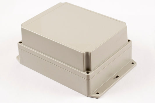 Hammond RP1375BF IP65 Water-Tight Light Gray ABS Enclosure with Bottom Flange, Opaque Lid, 186 x 146 x 90mm.