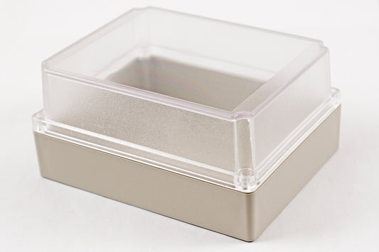 Hammond RP1375C IP65 Water-Tight Light Gray ABS Enclosure, Clear Polycarbonate Lid, 187 x 147 x 90mm.