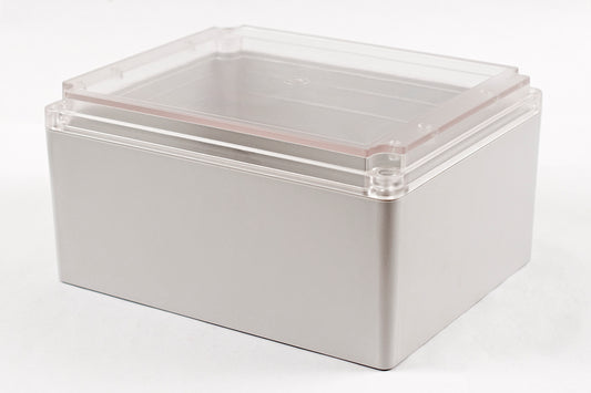Hammond RP1630C IP65 Water-Tight Off-White Polycarbonate Enclosure, Clear Polycarbonate Lid, 254 x 204 x 130mm.