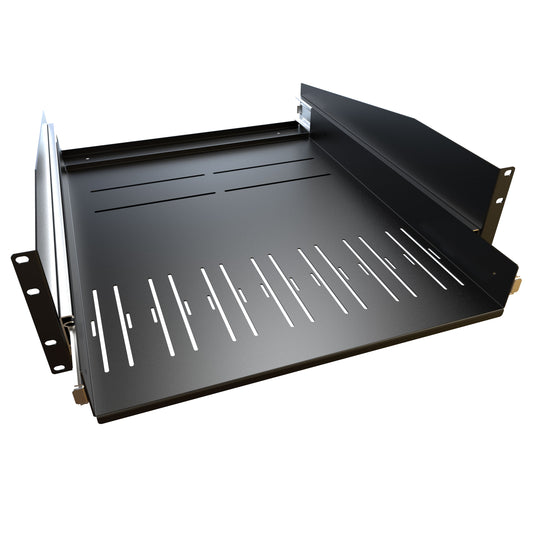 Hammond RSP3U20 19" Sliding Rack Shelf, 3U, 20.25" Overall Depth, 20.06" Slide Travel, Black Steel.