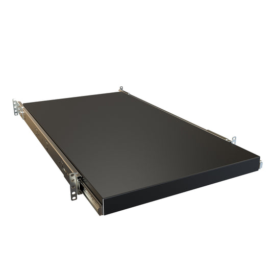 Hammond RSUS1931BK1 Solid Rack-Mount Sliding Shelf, 3U, 31.00" Deep, 28" Slide Travel, 85 lb Capacity, Black Steel.