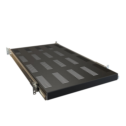 Hammond RSVS1931BK1 Vented Rack-Mount Sliding Shelf, 3U, 31.00" Deep, 28" Slide Travel, 85 lb Capacity, Black Steel.