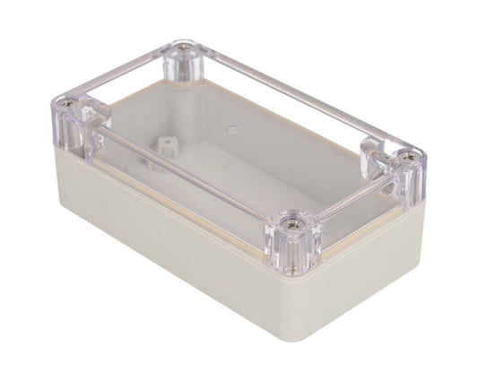 Hammond RZ0203C IP65 Water-Tight Light Gray Polycarbonate Enclosure, Clear Polycarbonate Lid, 115 x 65 x 40mm.