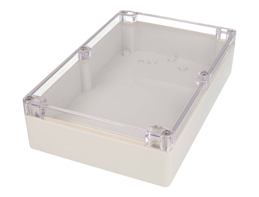 Hammond RZ0218C IP65 Water-Tight Light Gray Polycarbonate Enclosure, Clear Polycarbonate Lid, 222 x 146 x 55mm.