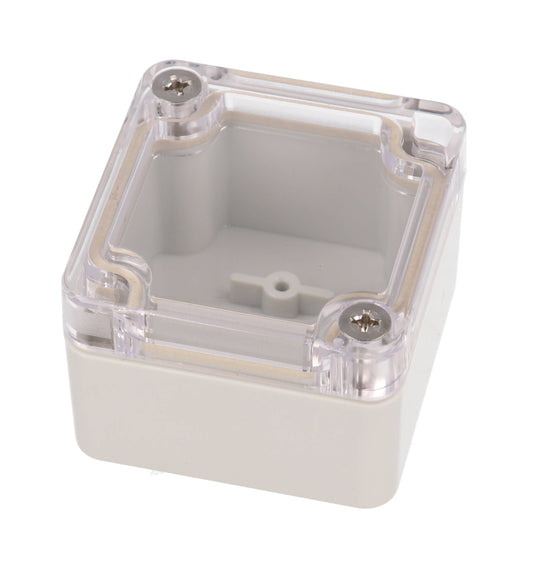 Hammond RZ0250C IP65 Water-Tight Light Gray Polycarbonate Enclosure, Clear Polycarbonate Lid, 52 x 50 x 35mm.