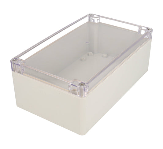 Hammond RZ0269C IP65 Water-Tight Light Gray Polycarbonate Enclosure, Clear Polycarbonate Lid, 200 x 120 x 75mm.