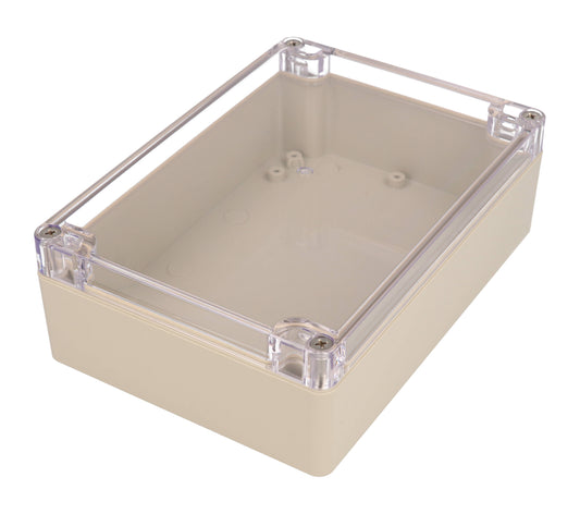 Hammond RZ0313C IP65 Water-Tight Beige ABS Enclosure, Clear Polycarbonate Lid, 171 x 121 x 55mm.