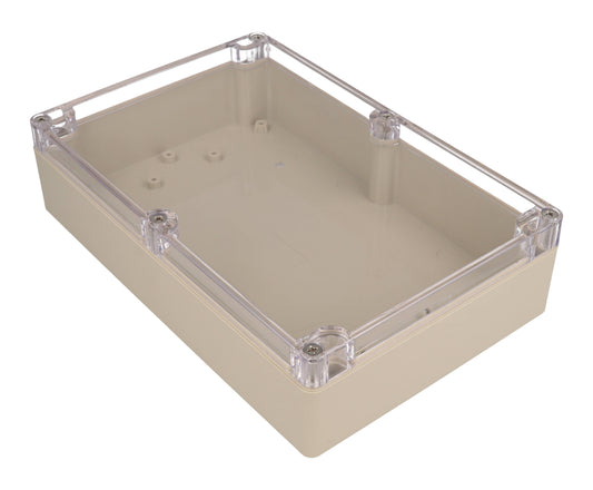 Hammond RZ0317C IP65 Water-Tight Beige ABS Enclosure, Clear Polycarbonate Lid, 222 x 146 x 55mm.