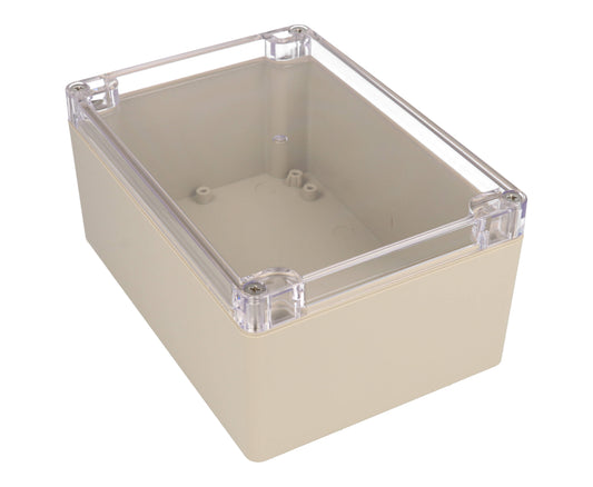 Hammond RZ0340C IP65 Water-Tight Beige ABS Enclosure, Clear Polycarbonate Lid, 171 x 121 x 80mm.
