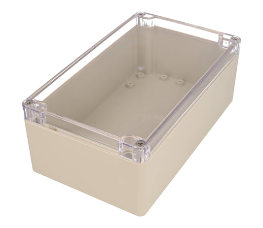 Hammond RZ0373C IP65 Water-Tight Beige ABS Enclosure, Clear Polycarbonate Lid, 200 x 120 x 75mm.