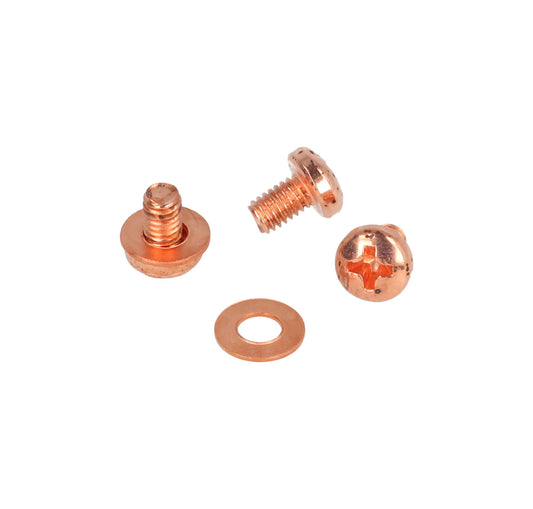 Hammond SCGM4-50 M4 x 6mm Copper Ground/Panel Screws with Washers, 50-Pack.