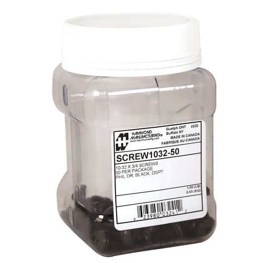 Hammond SCREW1032-50 10-32 Quadrex Phillips/Robertson Combo-Head Screws with Starter Tip and Nylon Washers, 50-Pack.