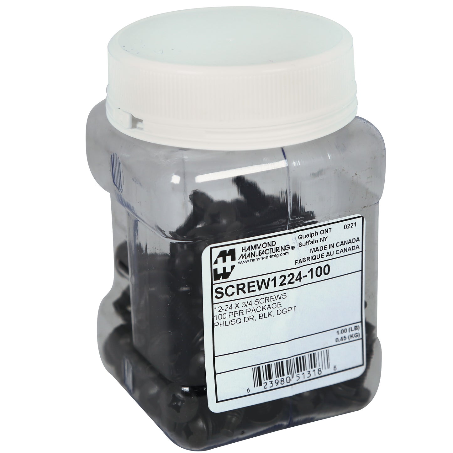 Hammond SCREW1224-100 12-24 3/4" Rackscrew with Washers, Black Finish, 100/Pack