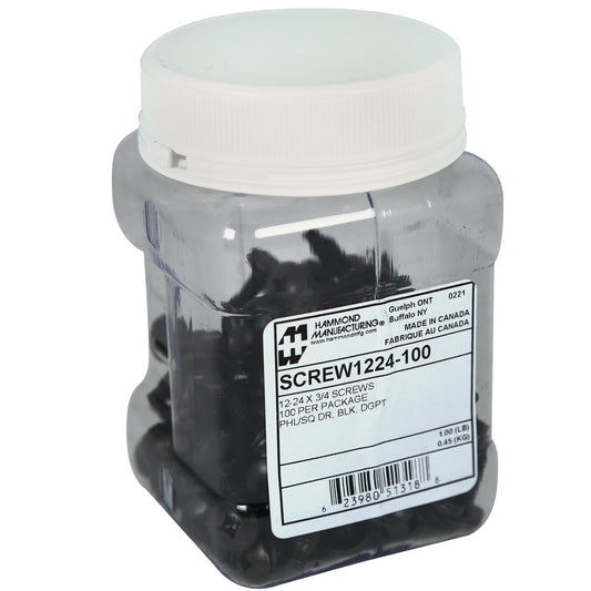 Hammond SCREW1224-100 12-24 3/4" Rackscrew with Washers, Black Finish, 100/Pack
