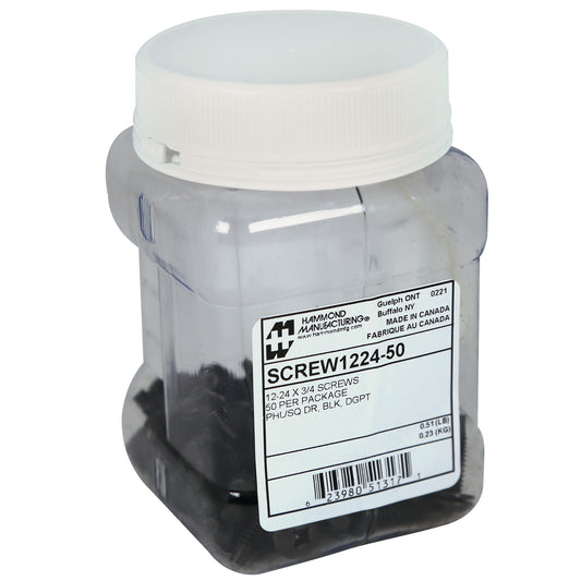 Hammond SCREW1224-50 12-24 Quadrex Phillips/Robertson Combo-Head Screws with Starter Tip and Nylon Washers, 50-Pack.