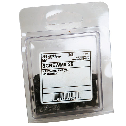 Hammond SCREWM6-25 M6 Quadrex Phillips/Robertson Combo-Head Screws with Starter Tip and Nylon Washers, 25-Pack.