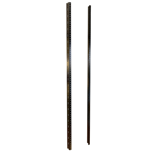 Hammond URR24U 24U Mounting Rack Rails, 12-Gauge Steel, Tapped 10-32, Black, Pair, 42.00" H x 0.62" W x 1.50" D.