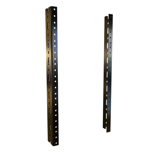 Hammond URR8U 8U Mounting Rack Rails, 12-Gauge Steel, Tapped 10-32, Black, Pair, 14.00" H x 0.62" W x 1.50" D.