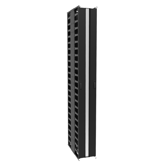Hammond VFMMD10BK 44U Double-Sided High-Density Vertical Cable Manager with Covers, Black, 81.00" H x 10.00" W x 24.50" D.