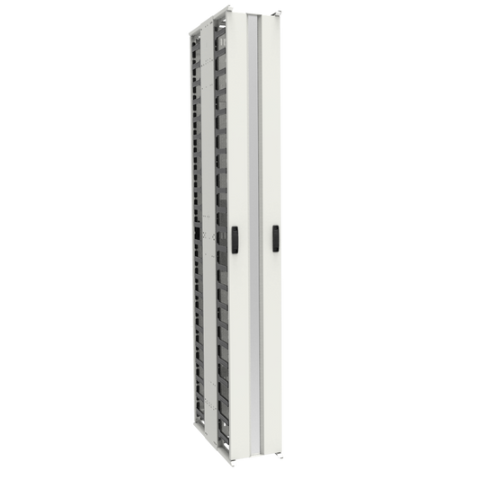 Hammond VFMMD10WH 44U Double-Sided High-Density Vertical Cable Manager with Covers, White, 81.00" H x 10.00" W x 24.50" D.